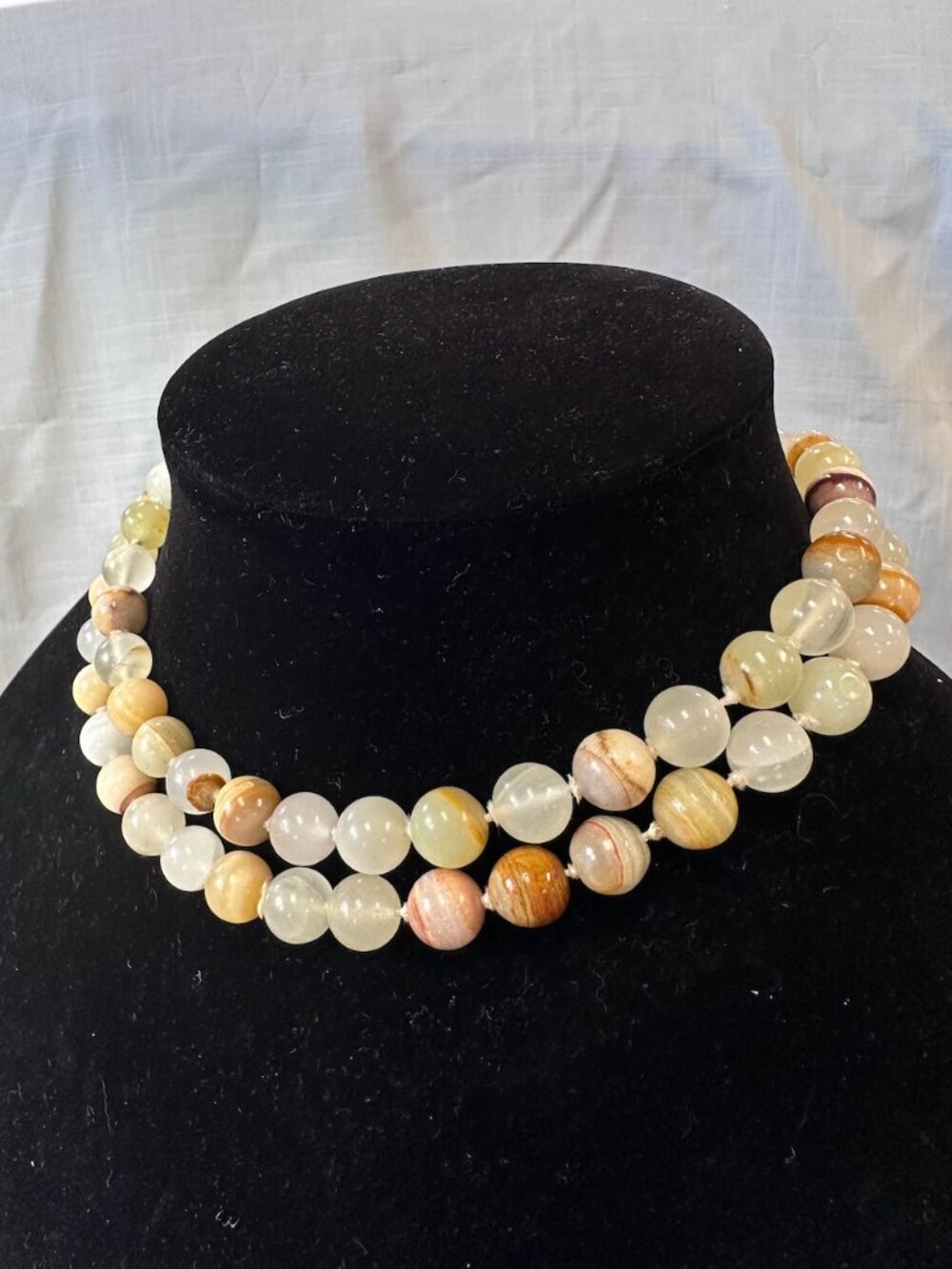 Natural Agate Round Beaded Necklace